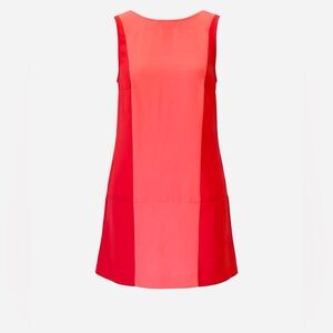 Cooperative Colorblock Shift Dress with Button Neck Closure & Cutout Pattern - S